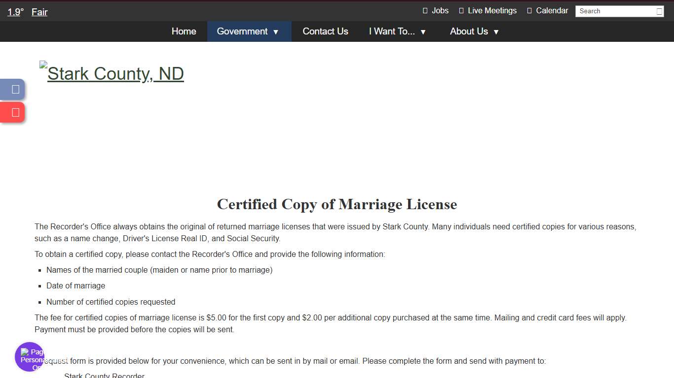 - Marriage Information - Stark County, ND